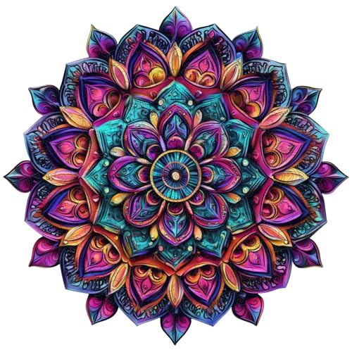 Wooden Jigsaw Puzzles, Mandela Wooden Puzzles for Adults, 500 Pcs King Size 16.8'' x 16.9'', Luxurious Shaped Wood Puzzle, Beautiful Package, Best Gift for Adults and Kids, Family Game