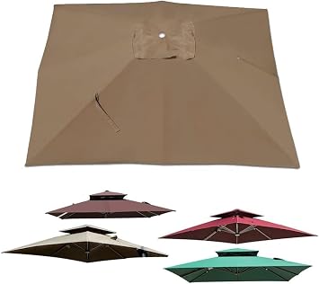 Umbrella Canopy Replacement 8.2ft/10ft Square for Outdoor Patio Garden Offset Umbrella Fabric Top Only, 2-Tier Top Cover, Easy to Install ShadeSize8.2x8.2ft/2.5x2.5m,ColorKhaki