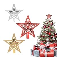 Weihnachten Baumspitze, 3 Stück Christbaumspitze Weihnachtsstern, Stern-Spitze für Weihnachtsbaum, Weihnachtsbaumspitze Glitzer-Stern, für Kleine Weihnachtsbaum Dekoration