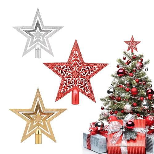 Weihnachten Baumspitze, 3 Stück Christbaumspitze Weihnachtsstern,...