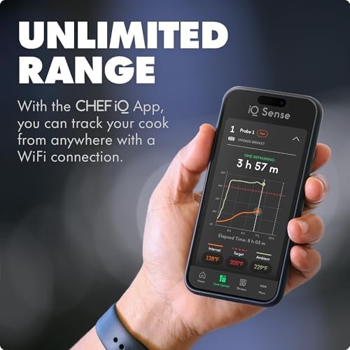 CHEF iQ Sense | Smart Wireless Meat Thermometer | 2 Ultra-Thin Probes | WiFi Unlimited Range | 1000°F Heat Safe | 5 Sensors | BBQ, Grill, Oven, Smoker, Air Fryer | Gen3 - 3