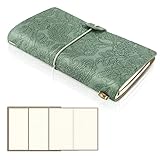 Topretty Leder Journal Notizbuch, Leder Tagebuch A6 Reisetagebuch zum Schreiben mit Linienpapier Leeres Papier & Rasterpapier, mit 6 Nachfüll-Notizbüchern für Mädchen Männer Jungen Frauen