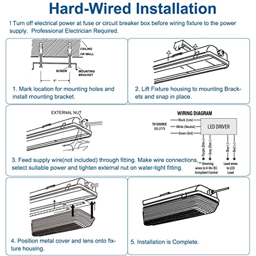Dakason 4Ft Led Vapor Tight Light 60W 6600Lm (120W Eq.), Waterproof Led Outdoor Shop Light 5000K Ip65 100-277V Led Vapor Proof Fixture For Parking Garage Car Wash Warehouse Ul Listed #TOP5