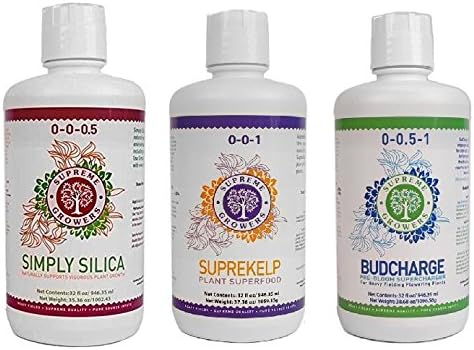32oz Liquid Fertilizer Bundle (Includes Simply Silica, SupreKelp, and BudCharge) Promotes Growth of Strong Plant Tissues Naturally Feeds Soil All Natural Supercharger