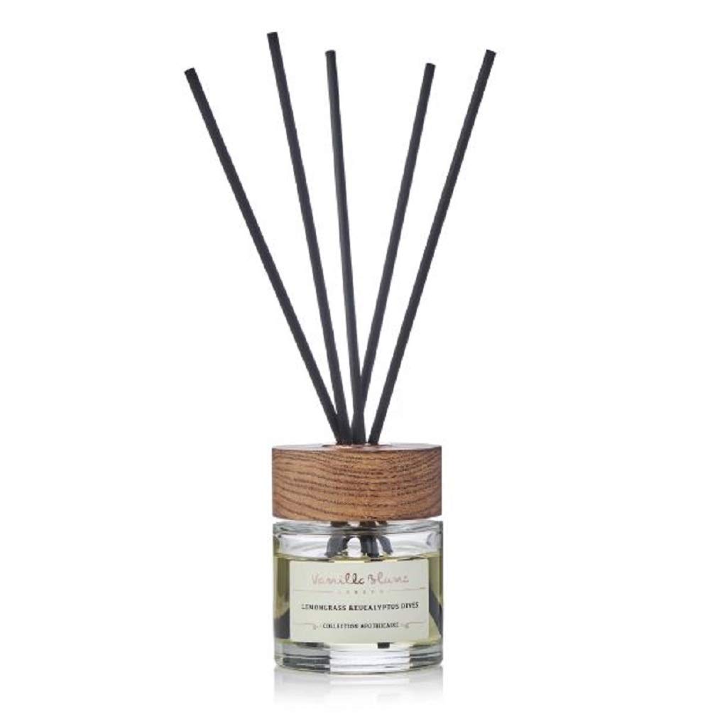Vanilla Blanc Naturalny trzcinowy dyfuzor i świeca zestaw prezentowy zamknięty w podpisie ręcznie wykonane drewniane pudełko (trawa limonowa i eukaliptusowa)