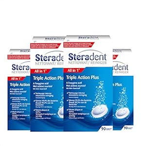 Steradent Kunstgebit Reiniger – Triple Action Plus – 90 stuks x4