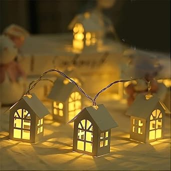 KD Variety Palace LED House Shaped Fairy Light for Decoration (16 House Yellow)
