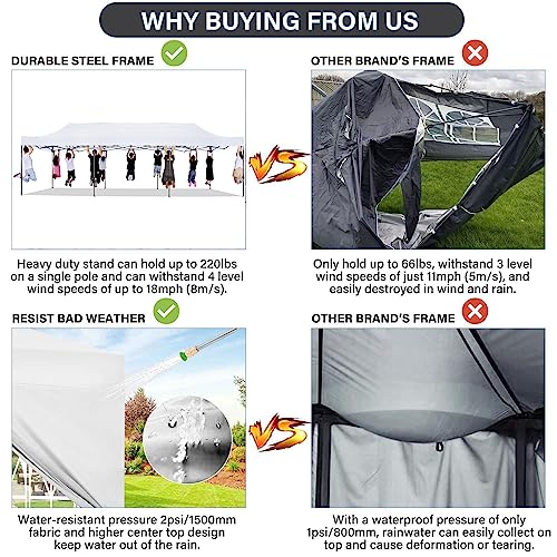 Image of COBIZI 10x30 Pop Up Canopy Tent,Heavy Duty Canopy(White with 8 Sidewalls)