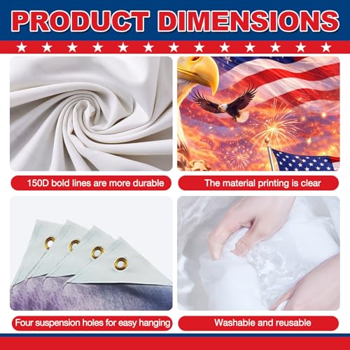Image of BlissYard 4th of July Backdrop Independence Day Patriotic Decorations American Flag Bald Eagle Statue of Liberty 8x6ft Veterans Day Memorial Day Patriotic Party Banner Photo Booth Background
