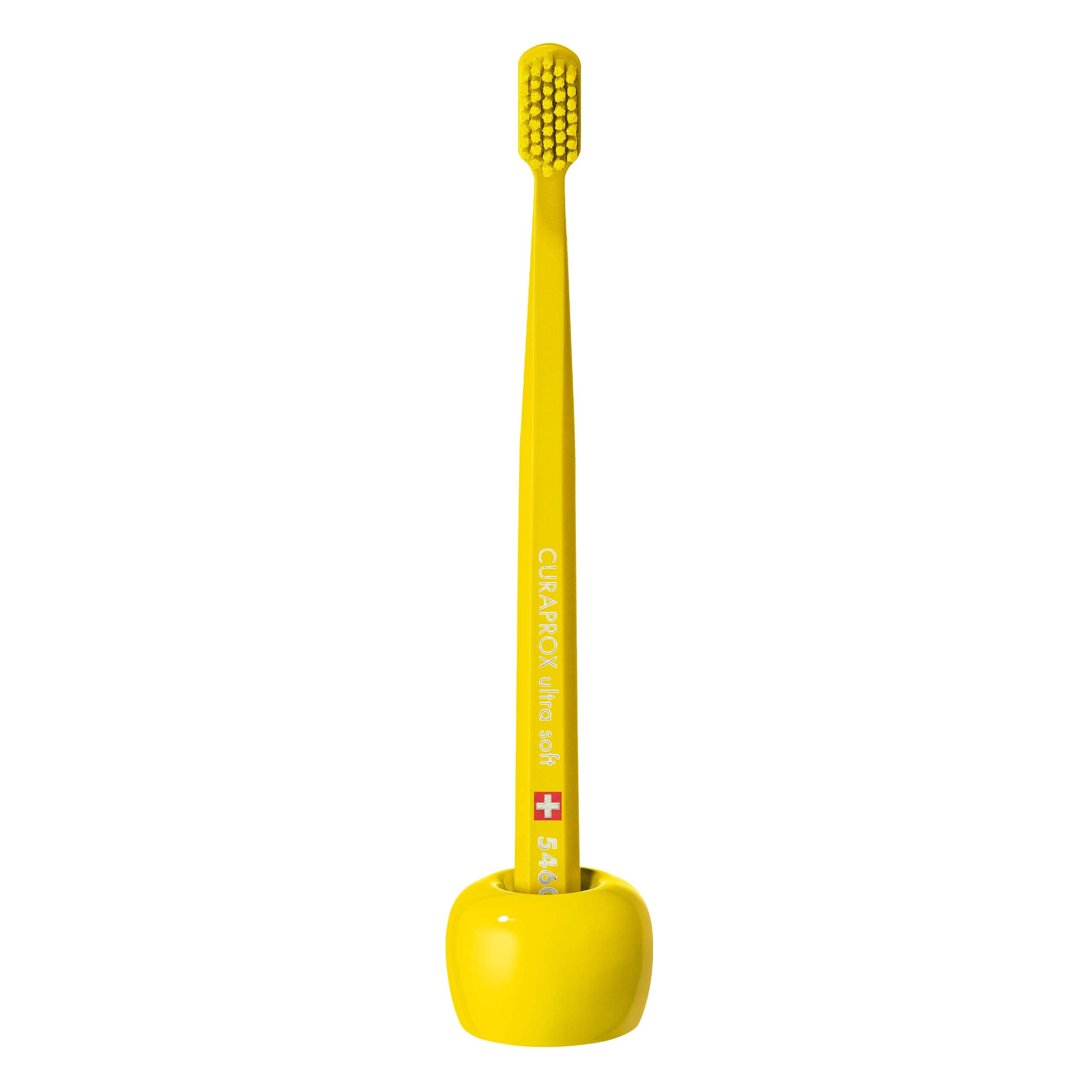 Curaprox Yellow Toothbrush Holder – Ceramic Stand For Manual Toothbrushes | Single Pack | Designed In Switzerland