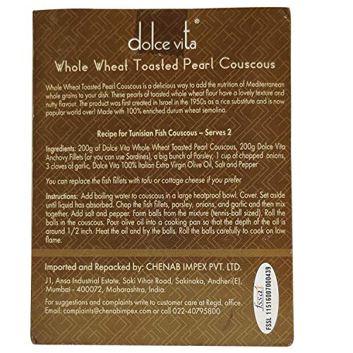 Image of Dolce Vita Whole Wheat Toasted Pearl Couscous, 500g