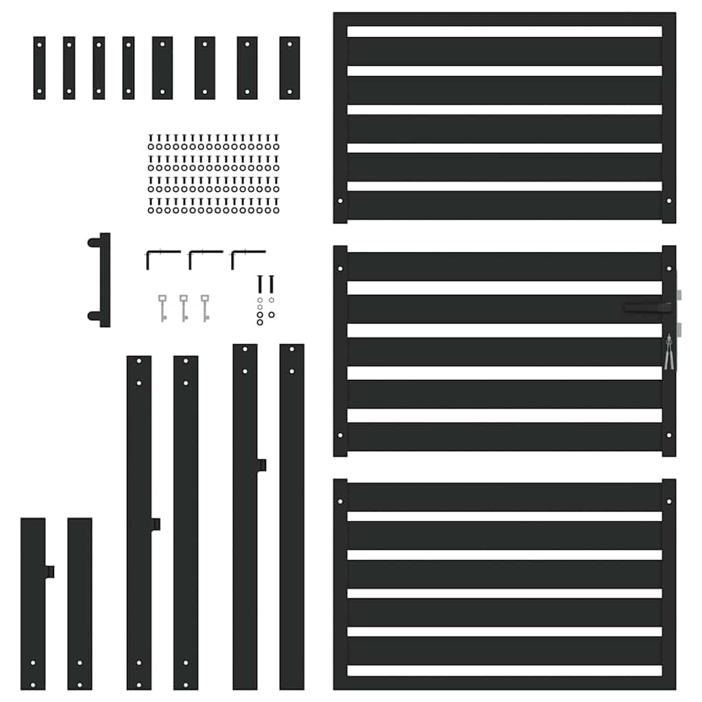 Gartentor Abschließbar Aluminium, Zauntor, Zauntür,Gartentür, Schwarz 100x150 cm