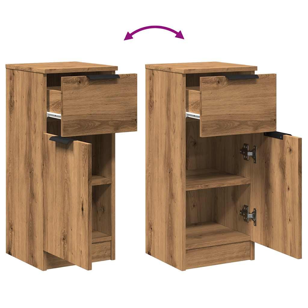 vidaXL Sideboards 2 STK. Artisan-Eiche 30x30x70 cm Holzwerkstoff, Schrank, Lagerschrank, Home-Organizer, Anrichte, Beistellschrank, Wohnzimmerschrank