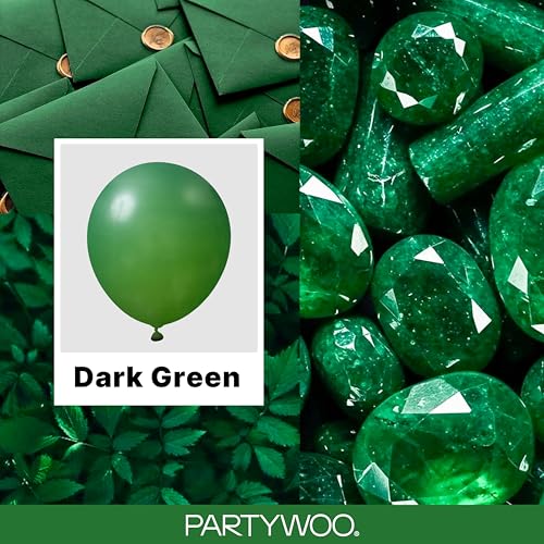 Image of PartyWoo Dark Green Balloons 100 pcs Different Sizes of 36 18 12 10 5 Inch Hunter Emerald Forest Green Balloon Arch Kit Garland for Graduation Christmas Jungle Birthday Party Decorations Green-Y56