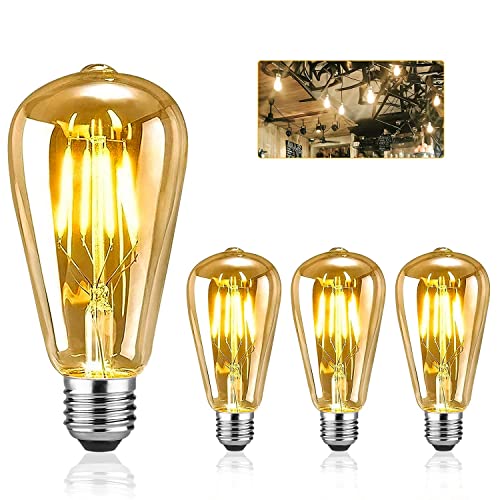 EYLM Vintage Edison Bombillas, Bombilla LED Vintage ST64 E27 4W (Equivalente a 40W) 220V-230V, 2700K Blanco Cálido, Bombillas Decorativas para Decoración e Iluminación, 3 Piezas