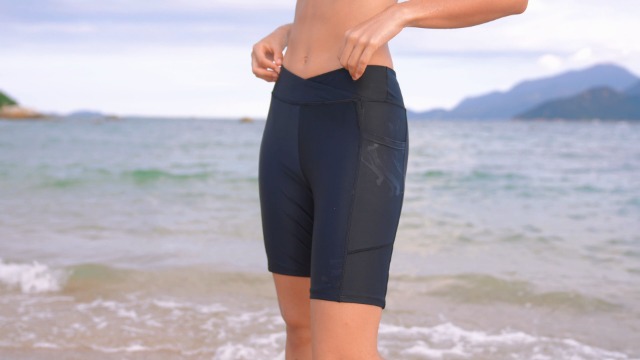 Short De Bain Femme Noir Bas De Maillot De Bain Taille Haute Double Bordure Cocotte Short De Bain Noir