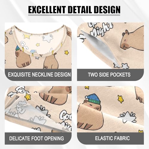 Funny Sleep Capybara Prints Summer Cute Pajama Sets, Short Sets for Daily Wears and Sleep Wears4