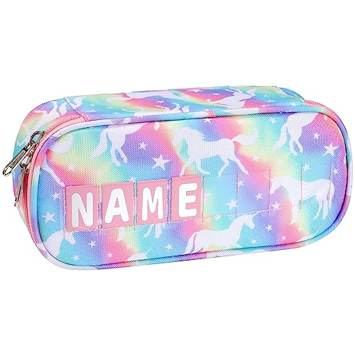 Image of Cambond Pencil Case for Girls - Cute Pencil Cases for Kids Teen Girls Big Capacity Pencil Box Special Pencil Pouch for School with Personalized Letter Cards and Slot, Rainbow Unicorn