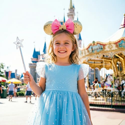 Image of DRESHOW Mouse Ears Bow Headbands Minnie Ears Headband Glitter Party Decoration Cosplay Costume for Women