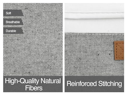 StorageWorks Large Storage Bins with Lids, Decorative Storage Boxes with Lid and PU Handles, Foldable Storage Baskets for Closet, Shelves, Stackable, Gray and White, 3-Pack - Image 4