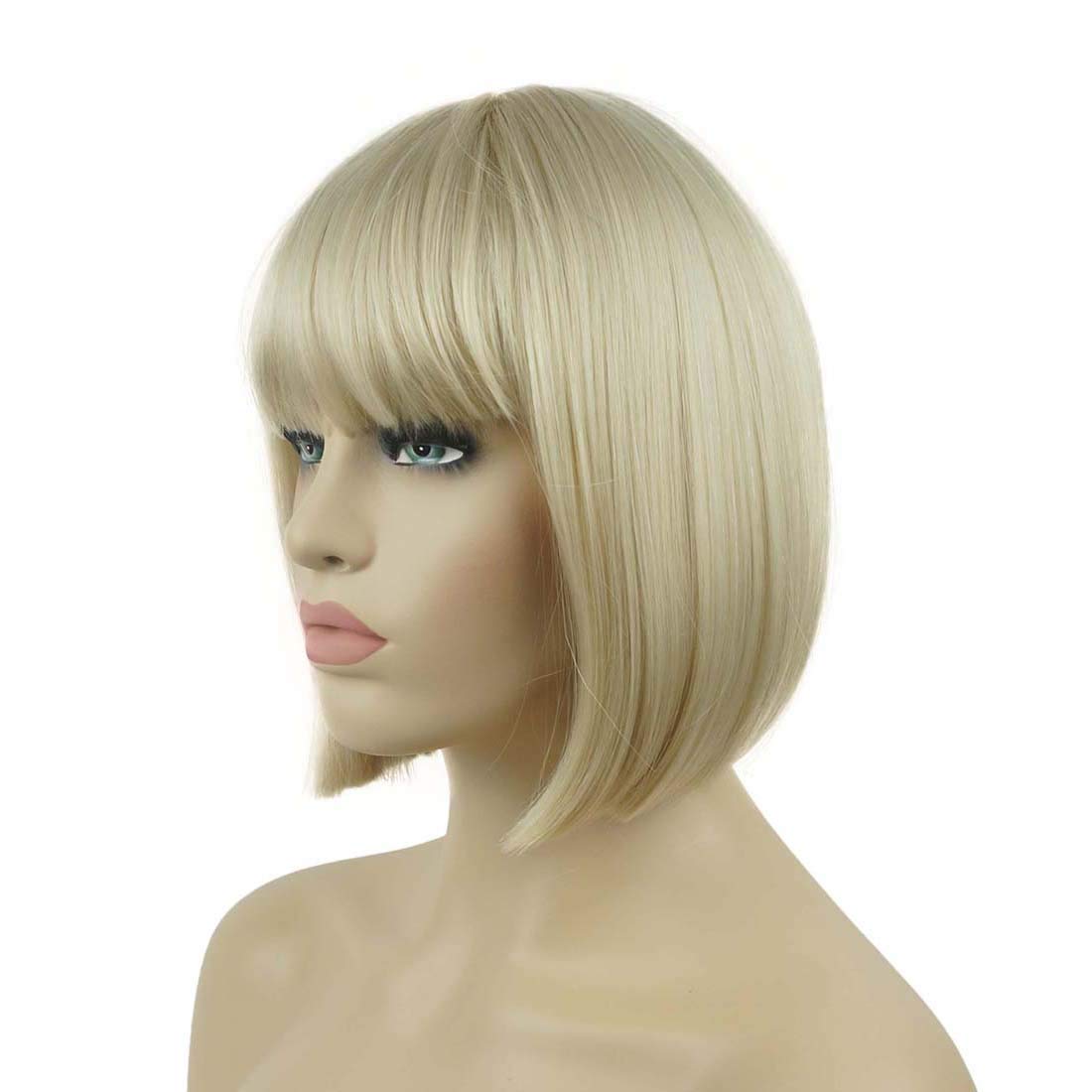 Lydell 20,3 cm glattes kurzes Bob-Haar, flacher Pony, niedlicher zentraler Punkt, hitzebeständig, synthetische Perücke (122)