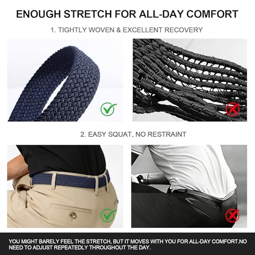 Image of Mens Elastic Braided Belt Stretch Woven Web Belt for Golf Pants Jeans Shorts Casual