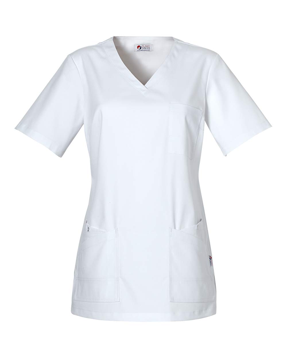 CLINIC DRESS Schlupfkasack Damen Kasack für die Pflege mit V-Ausschnitt und festem Material Länge ca. 74cm 95 Grad Wäsche