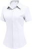 HOTOUCH Women Short Sleeve Button Down Shirts Business Work Fitted Collared Blouse Office Basic Summer Tops S-2XL