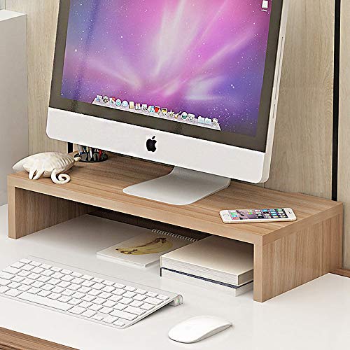 ToLaFio Wood Monitor Stand Riser,Desk TV Shelf,Ergonomic Laptop Printer Stand for Laptop,Computer,Notebook,iMac,PC