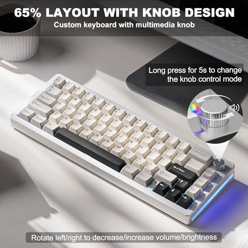 Yunzii Al66 Wireless Mechanical Keyboard,65% Knob Control Aluminum Gaming Keyboard Bt/2.4G/Wired Hot Swappable Pre-Lubed Switches thumb #4