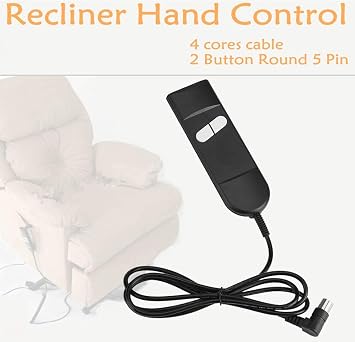 Recliner Hand Switch Remote Control, Electric Recliner Chair Hand Switch Remote Control, Remote Hand Control with 2 Button 5 Pins Connection, Electric Lift Recliner Chair, for Lift Chairs Recliner
