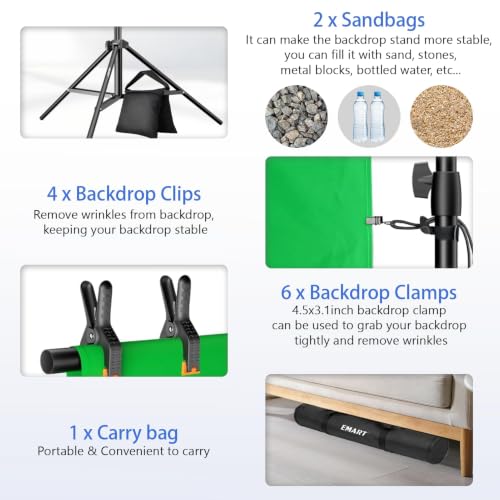 Image of EMART Photo Backdrop Stand, 7.8x10ft Back Drop Stand for Party, Photography