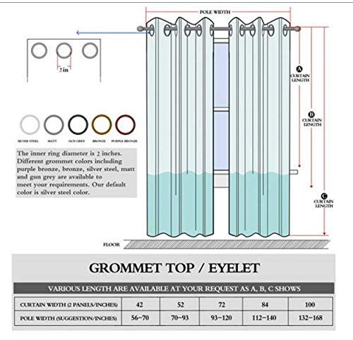 Dreaming Casa Solid Sheer Curtains Draperies Champagne Grommet Top 2 Panels 52" W X 96" L #TOP4