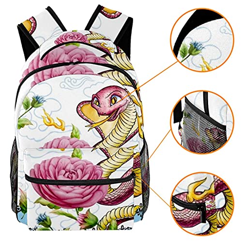 Sac à dos pour filles et garçons avec motif serpent et fleurs multicolore - 3