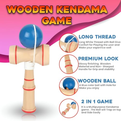 Generic Wooden Kendama Skill Toy with Long Thread & Wooden Ball - Image 5