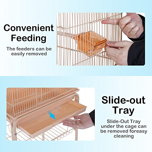 BestPet Bird Cage Parakeet Cage 64 inch Open Top Standing Parrot Cage Accessories with Rolling Stand for Medium Small… - Image 6