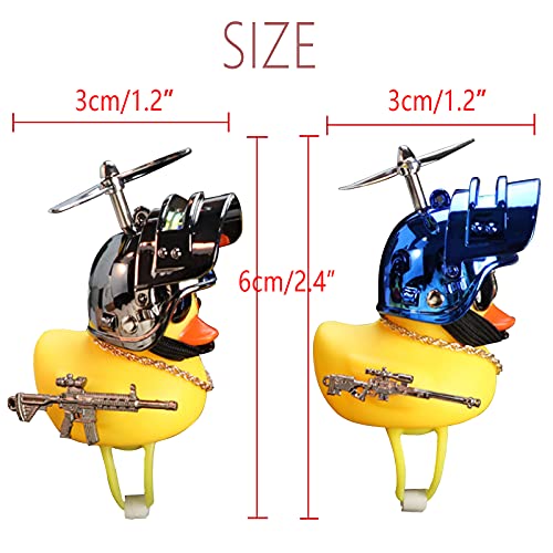 Videopup 2 Pack Cute Rubber Duck Bike Bell, Bicycle Horn With Propeller Black Helmet, Yellow Duck Car Dashboard Decorations With Blue Helmet #TOP5
