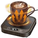 LAOION Mug Warmer - 40W Coffee Cup Warmer for Desk with Auto Shut Off, Smart Electric Candle Warmer with 4 Temp & Time Settings, Coffee Gifts for Beverage, Tea, Water, Milk in Home & Office (Wood)