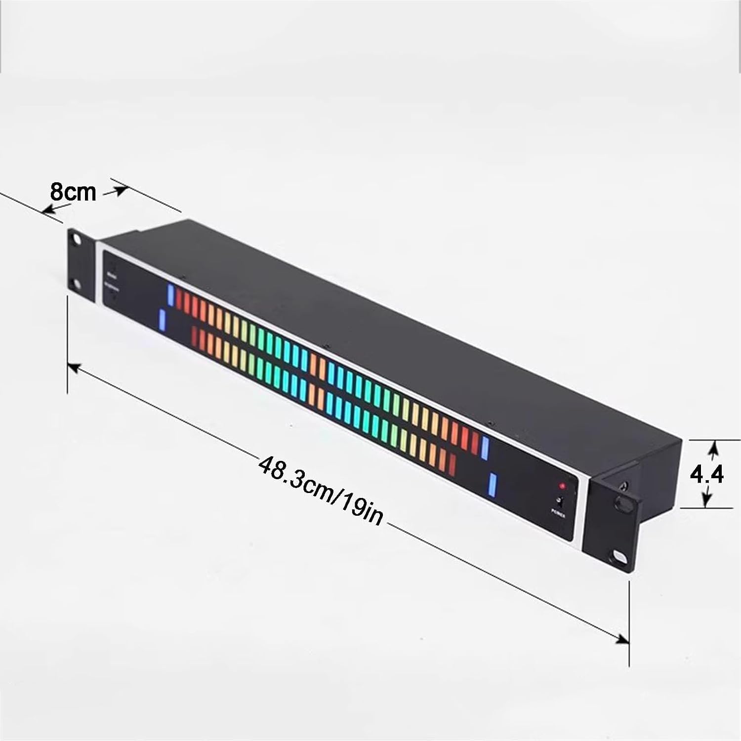 Audio-Spektrumanalysator mit 96-LED-VU-Meter, 8 Anzeigemodi, 5 Helligkeitsstufen, rackmontierbar für Studio und Zuhause. Familientreffen