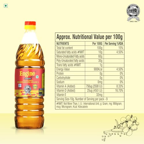 Image of Engine Brand Kachi Ghani Mustard Oil - 1 Litre
