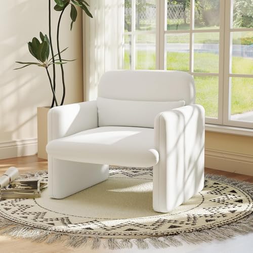 Sillón Chenille Blanco Plegable miniatura 2