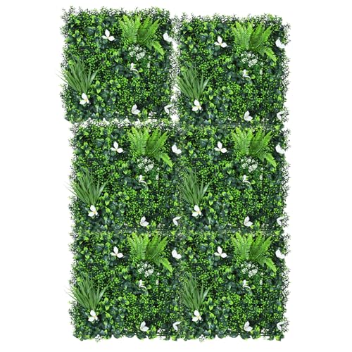 20"x20" Artificial Grass Wall, 6Pcs Hedge Panels with 100 Zip Ties, Hedge Panels, Artificial Grass Backdrop for Outdoor, Indoor, Garden, Backyard and Décor