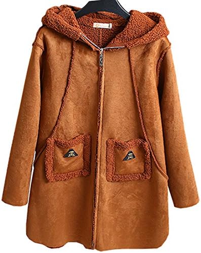 fashciaga Women's Faux Suede Winter Coat with Fleece