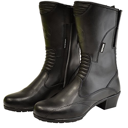 Oxford Savannah Women's Leather Waterproof Motorcycle Boots (Black, US Size 7/EU Size 39)