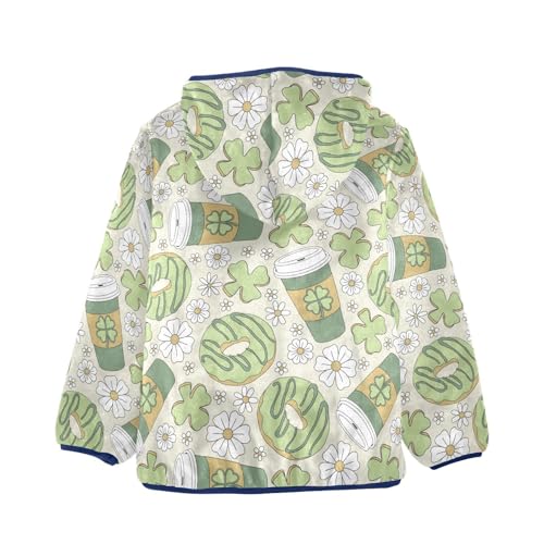 Donut Shamrock Cookies Girls Fleece Jacket Girls Fall Jacket Girls Zip Up Hoodie Girls Sherpa Jacket 2-10T2