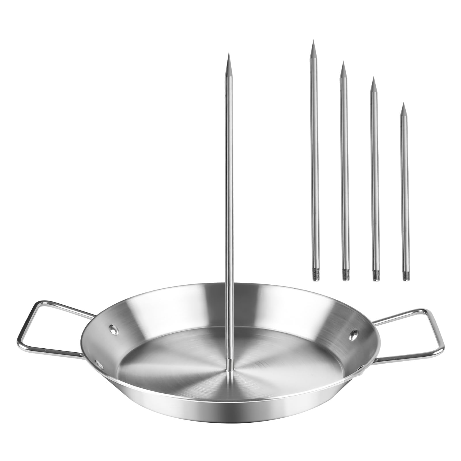 Vertical Skewer for Grill & Oven - Stainless Steel Al Pastor Skewer with Gyro Pan, 5 Adjustable Spikes (6