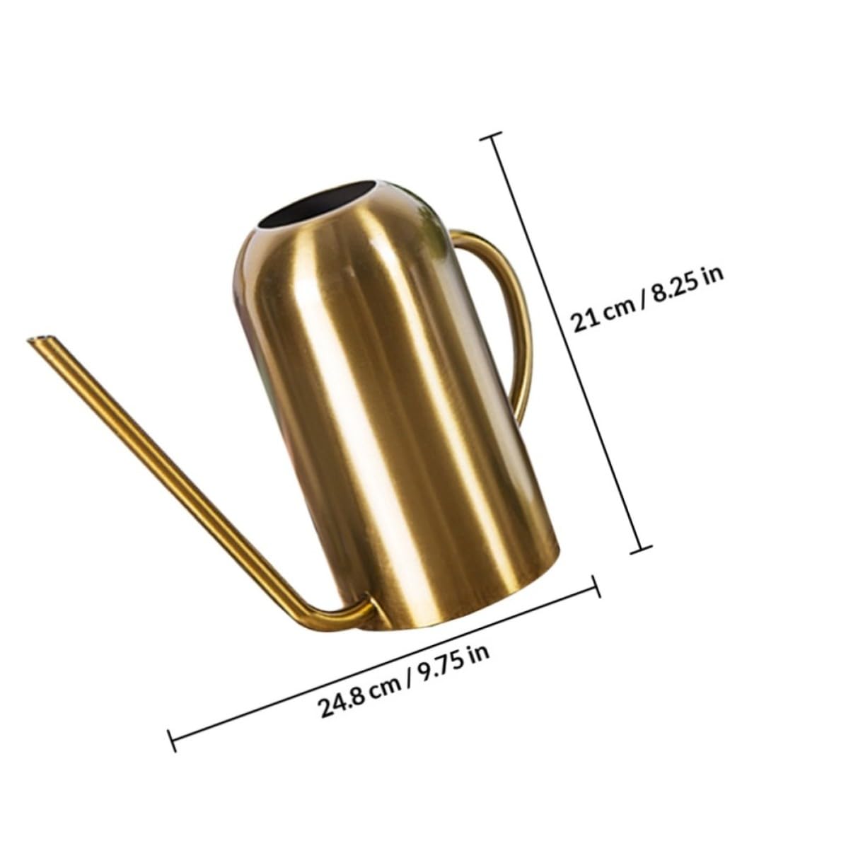 UKCOCO Regadera de Acero Inoxidable con Pico Dorado para Jardín y Hogar Cómoda y Duradera para Regar Plantas Flores y Árboles Interiores y Exteriores