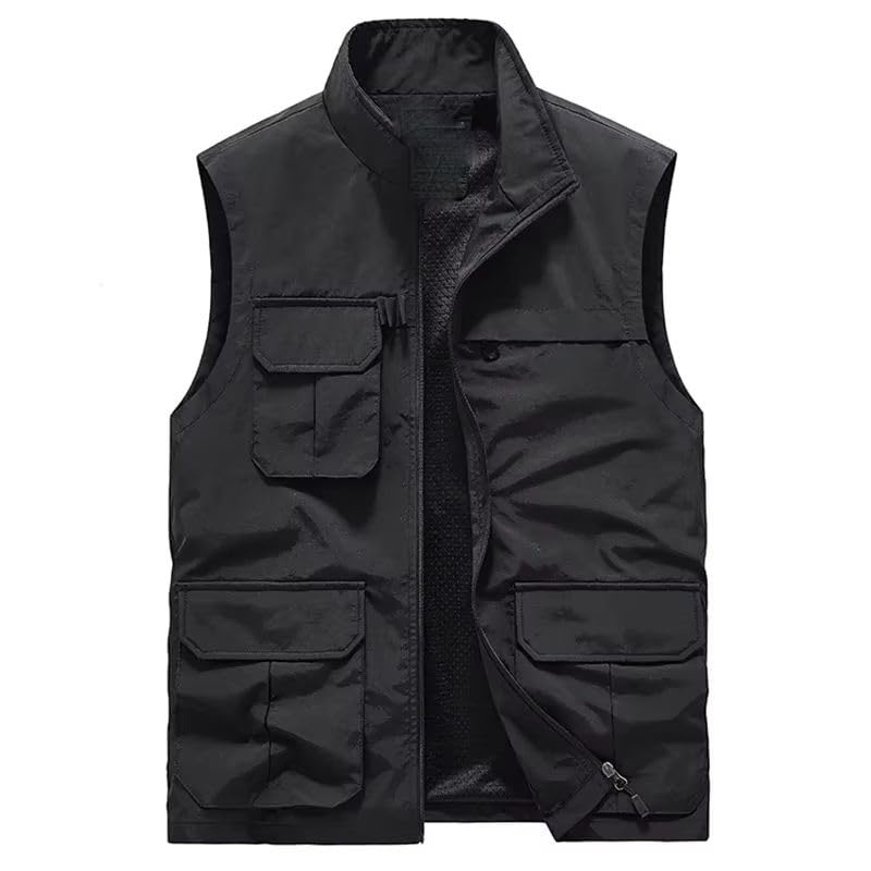 Chaleco de pesca para hombre casual con hombros delgados y bolsillos múltiples 3