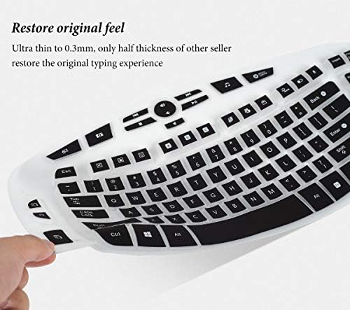 CASEDAO Keyboard Cover Skin for Logitech MK570 K350 MK550 Wireless Wave Keyboard, Ultra Thin Silicone Logitech MK570 Keyboard Protector-Black