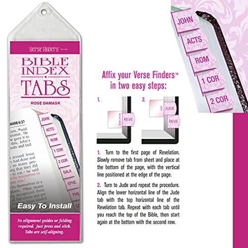 G.t. Luscombe Company, Inc. Rose Damask Verse Finder Bible Tabs | Easy To Install, Self-Aligning, Just Press & Stick | Horizontal Text | Complete Set Of Tabs For The Old & New Testaments #TOP1